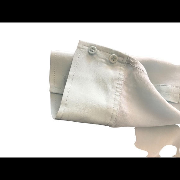 Trouve pale green long sleeve silk button down sheer top size small - Picture 10 of 11